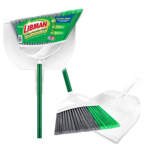 Large Precision Angle® Broom with Clean Fibers Dustpan
